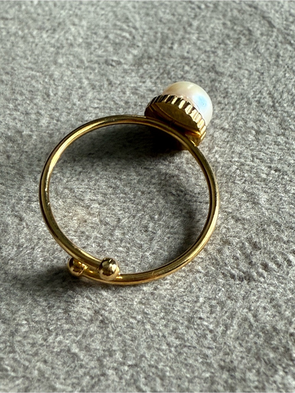 Gold Pearl Accent Adjustable Ring - White Pearl - Picture 3 of 6